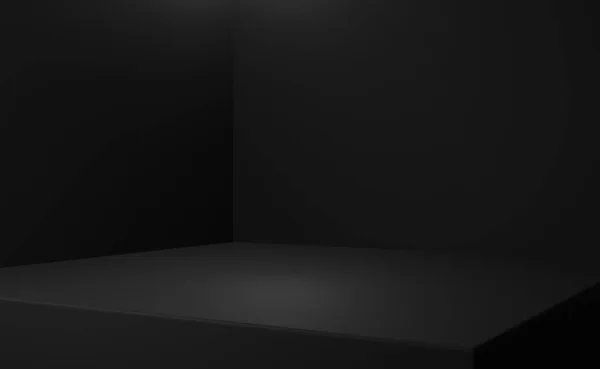 Zwarte Kamer Hoek Achtergrond Lege Donkere Scène Met Hoek Blanco — Stockfoto