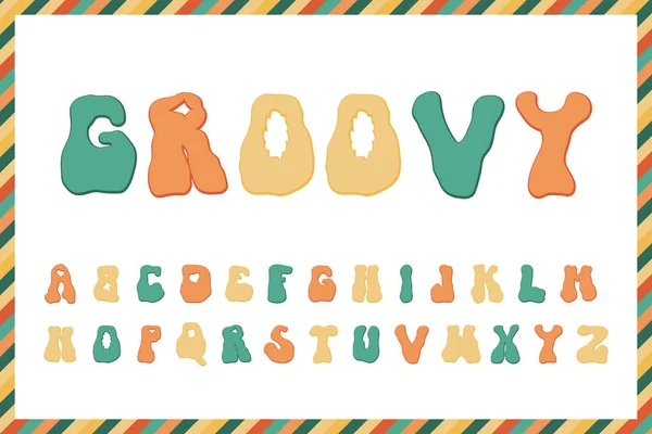 Groovy Police Alphabet Rave Dans Vecteur Trippy Lettres Clipart Isolé — Image vectorielle