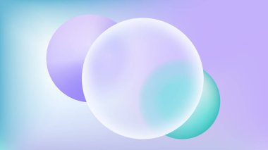 Yuvarlak cam çerçeveli cam eğimli bir arkaplan. İniş sitesi ya da afiş dijital tasarımı için 3d bulanık vektör etkisi. Çember kaplama ögesiyle Pastel turkuaz ve mor bulanıklık düzeni