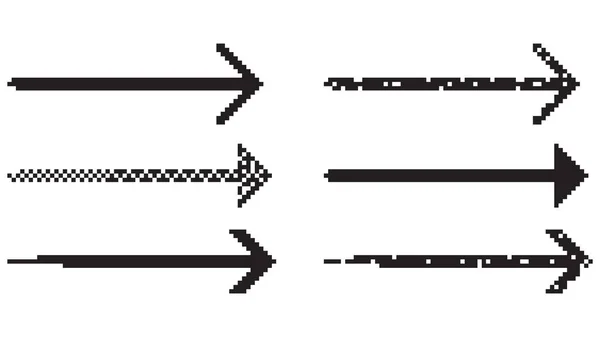 Pixel Art Vector Straight Arrow Icon Design Set Lest Right — Stock Vector
