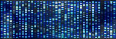Arka planda DNA haritası olan genetik kromozom deseni. X ve y gen büyük veri görselleştirme illüstrasyonu. Antikor araştırması ve analitik duvar kağıdı. İnsan işaretleyici tıp adli tasarımı