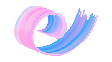 Üç boyutlu kurdele boyası, soyut renkte. Girdap sıçrama dalgası ve eğimli pürüzlü doku. Dinamik akrilik arka plan tasarımı. Parlak dijital sanat afişi için modern mavi ve pembe yağ dönme elementi.