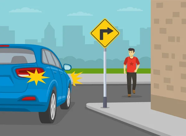 Bezpečné Tipy Pro Řízení Auta Pravidla Pro Regulaci Dopravy Modrý — Stockový vektor