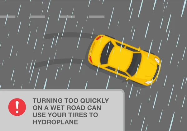 Ασφαλής Οδήγηση Αυτοκινήτων Συμβουλές Και Κανόνες Οδηγώντας Ένα Βροχερό Και — Διανυσματικό Αρχείο