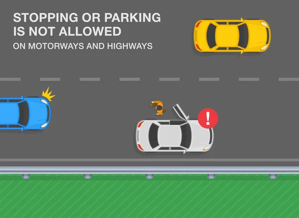 Règles Circulation Sur Autoroute Autoroute Autoroute Arrêt Stationnement Est Interdit — Image vectorielle
