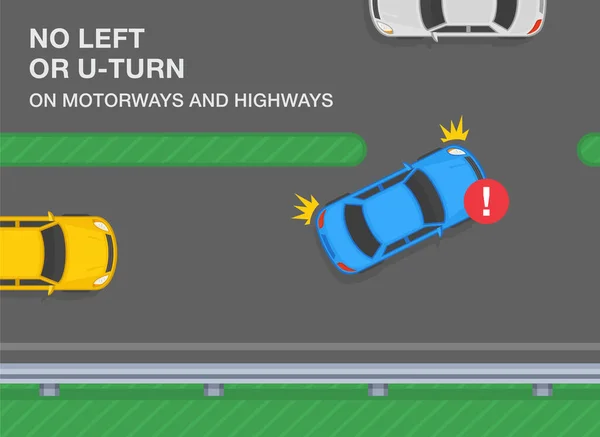 Κανόνες Κυκλοφορίας Αυτοκινητόδρομο Αυτοκινητόδρομο Αυτοκινητόδρομο Δεν Αριστερά Στροφή Αυτοκινητόδρομο Και — Διανυσματικό Αρχείο