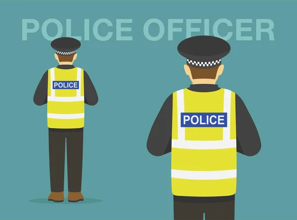 Officier Police Circulation Isolé Rédigeant Une Contravention Vue Derrière Modèle — Image vectorielle