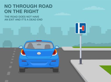 Güvenli araba kullanma ipuçları ve trafik kuralları. Sağa dönen bir arabanın arka görüntüsü. 