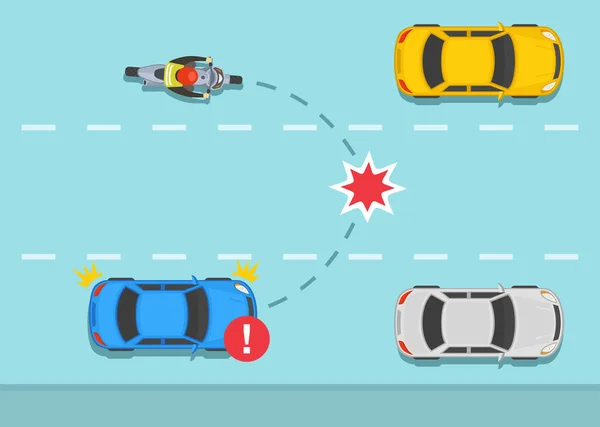 Règles Conseils Conduite Moto Toute Sécurité Changer Voie Accident Accident — Image vectorielle