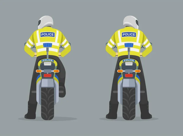 Vereinzelte Europäische Motorradpatrouillen Blicken Nach Rechts Und Links Rückenansicht Eines — Stockvektor