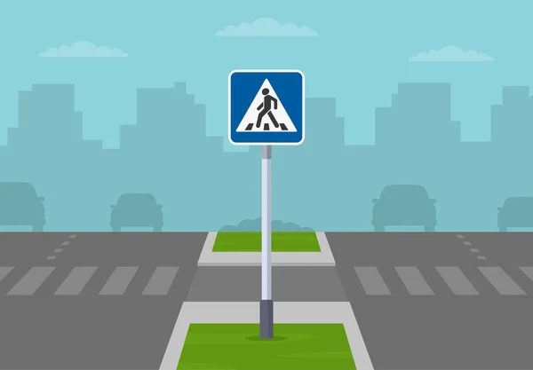 Ασφαλείς Συμβουλές Οδήγησης Και Κανόνες Κυκλοφοριακής Ρύθμισης Διαιρεμένος Δρόμος Διασχίζοντας — Διανυσματικό Αρχείο