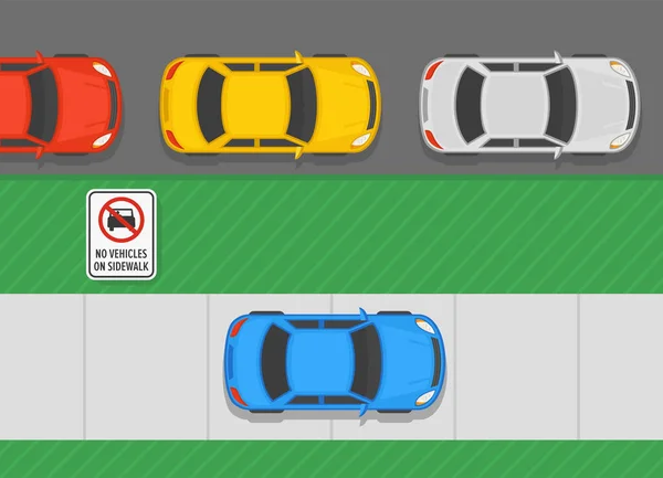 Regole Parcheggio All Aperto Nessun Veicolo Sul Marciapiede Vista Dall — Vettoriale Stock