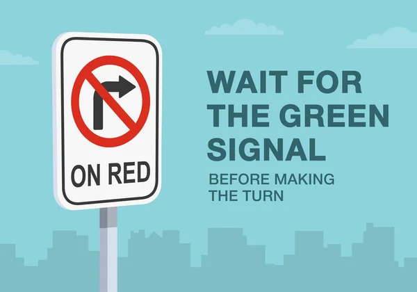 Wskazówki Dotyczące Bezpiecznej Jazdy Przepisy Ruchu Drogowego Czekajcie Zielony Sygnał — Wektor stockowy
