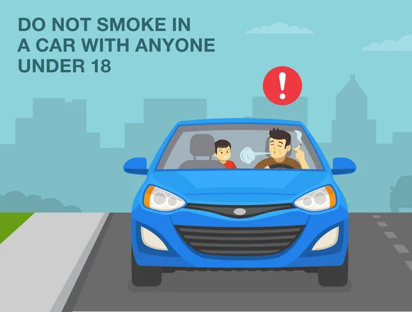 Consigli Regole Guida Sicure Autista Che Fuma Una Sigaretta Ragazzo — Vettoriale Stock