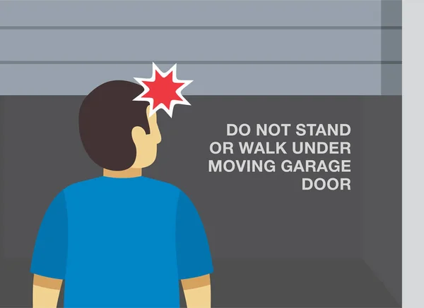 Wskazówki Zasady Bezpieczeństwa Drzwi Garażowych Nie Wolno Stać Ani Chodzić — Wektor stockowy