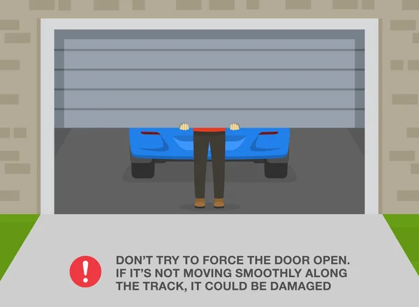 Wskazówki Zasady Bezpieczeństwa Drzwi Garażowych Nie Próbuj Otwierać Drzwi Jeśli — Wektor stockowy
