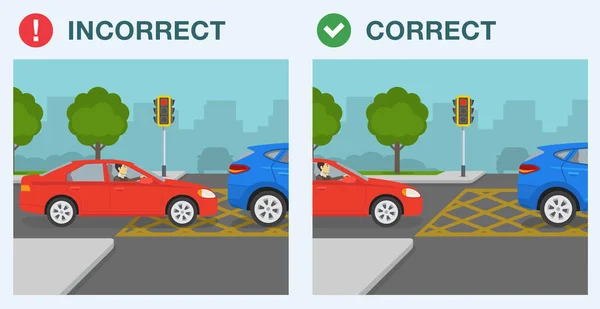 Ασφαλής Οδήγηση Αυτοκινήτων Συμβουλές Και Κανόνες Κυκλοφοριακής Ρύθμισης Κανόνας Σύνδεσης — Διανυσματικό Αρχείο