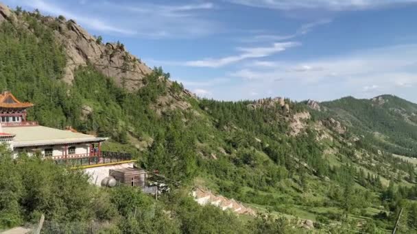 Gorkhi Terelj Nationalpark Mongolei Überblick Über Das Tal Und Den — Stockvideo