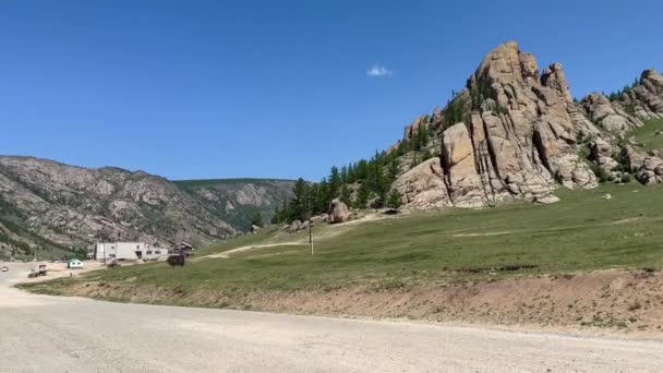 Черепаший Камень Монголия Обзор Долины Черепашьей Скалы Национальном Парке Горхи — стоковое видео