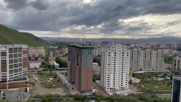 Vista General Ciudad Ulaannbaatar Mongolia Día Nublado Verano Vista Panorámica — Vídeos de Stock
