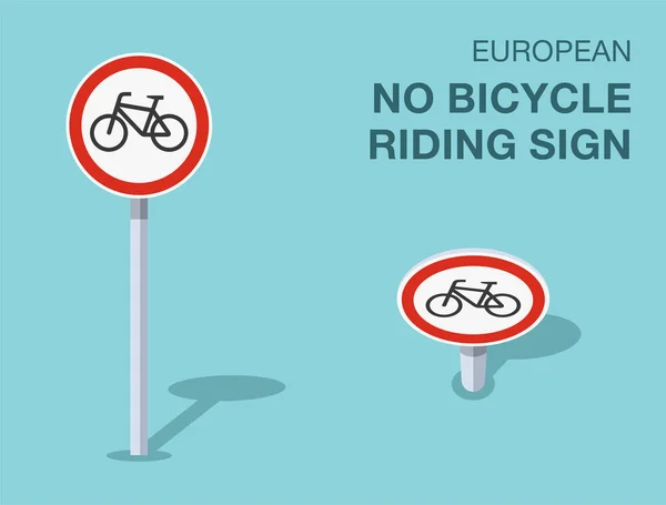 Traffic Regulation Rules Isolated European Bicycle Riding Sign Front Top — Stock Vector