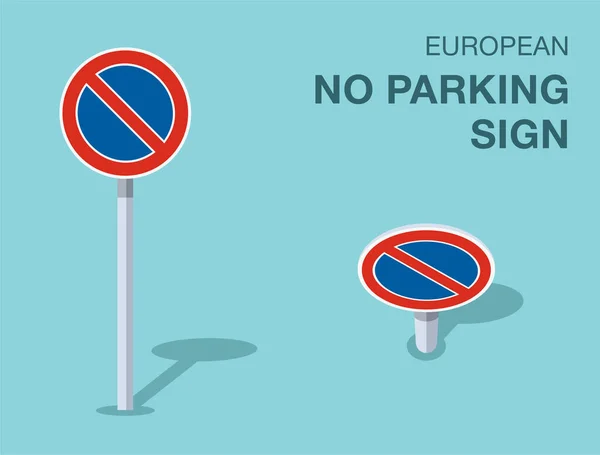 Traffic Regulation Rules Isolated European Parking Sign Front Top View — Stock Vector