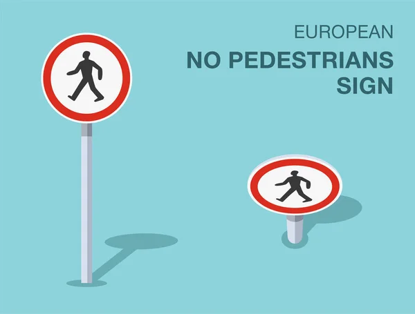 Traffic Regulation Rules Isolated European Pedestrians Sign Front Top View — Stock Vector