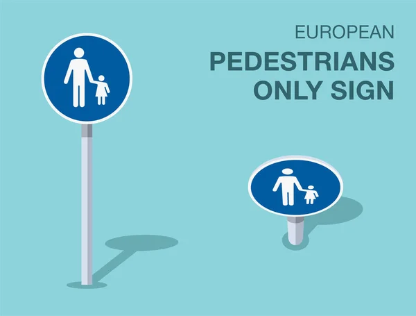 Traffic Regulation Rules Isolated European Pedestrians Only Sign Front Top — Stock Vector