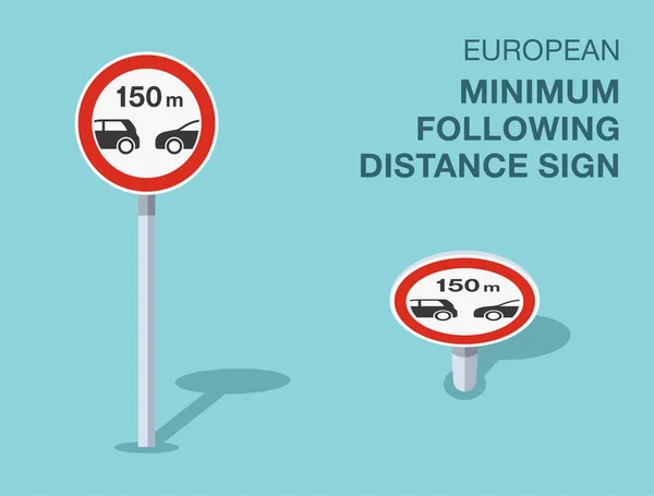 Traffic Regulation Rules Isolated European Minimum Distance Sign Front Top — Stock Vector