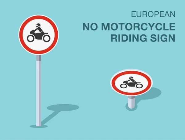 Traffic Regulation Rules Isolated European Motorcycle Riding Sign Front Top — Stock Vector