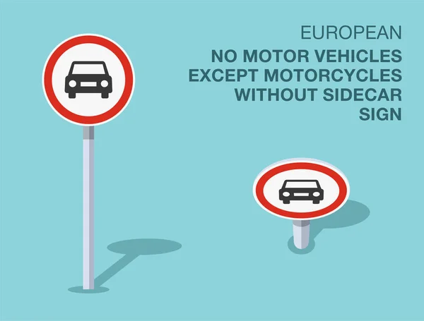 Traffic Regulation Rules Isolated European Motor Vehicles Motorcycles Sidecar Sign — Stock Vector