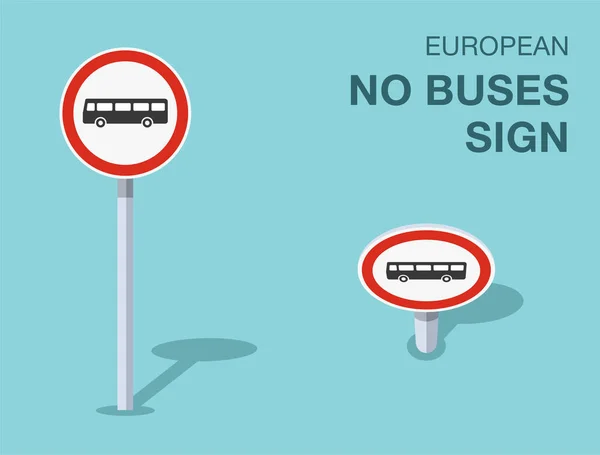 Traffic Regulation Rules Isolated European Buses Sign Front Top View — Stock Vector