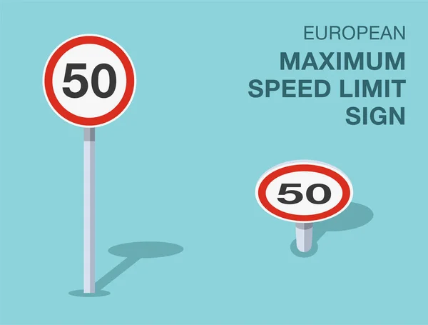 Traffic Regulation Rules Isolated European Maximum Speed Limit Sign Front — Stock Vector