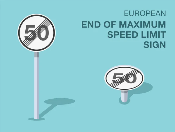 Traffic Regulation Rules Isolated European End Maximum Speed Limit Sign — Stock Vector