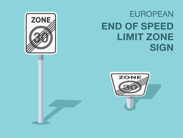 Traffic Regulation Rules Isolated European End Speed Limit Zone Sign — Stock Vector