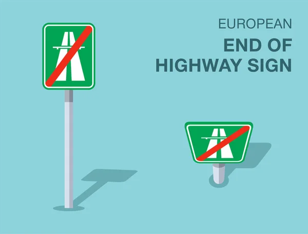 Traffic Regulation Rules Isolated European End Highway Sign Front Top — Stock Vector