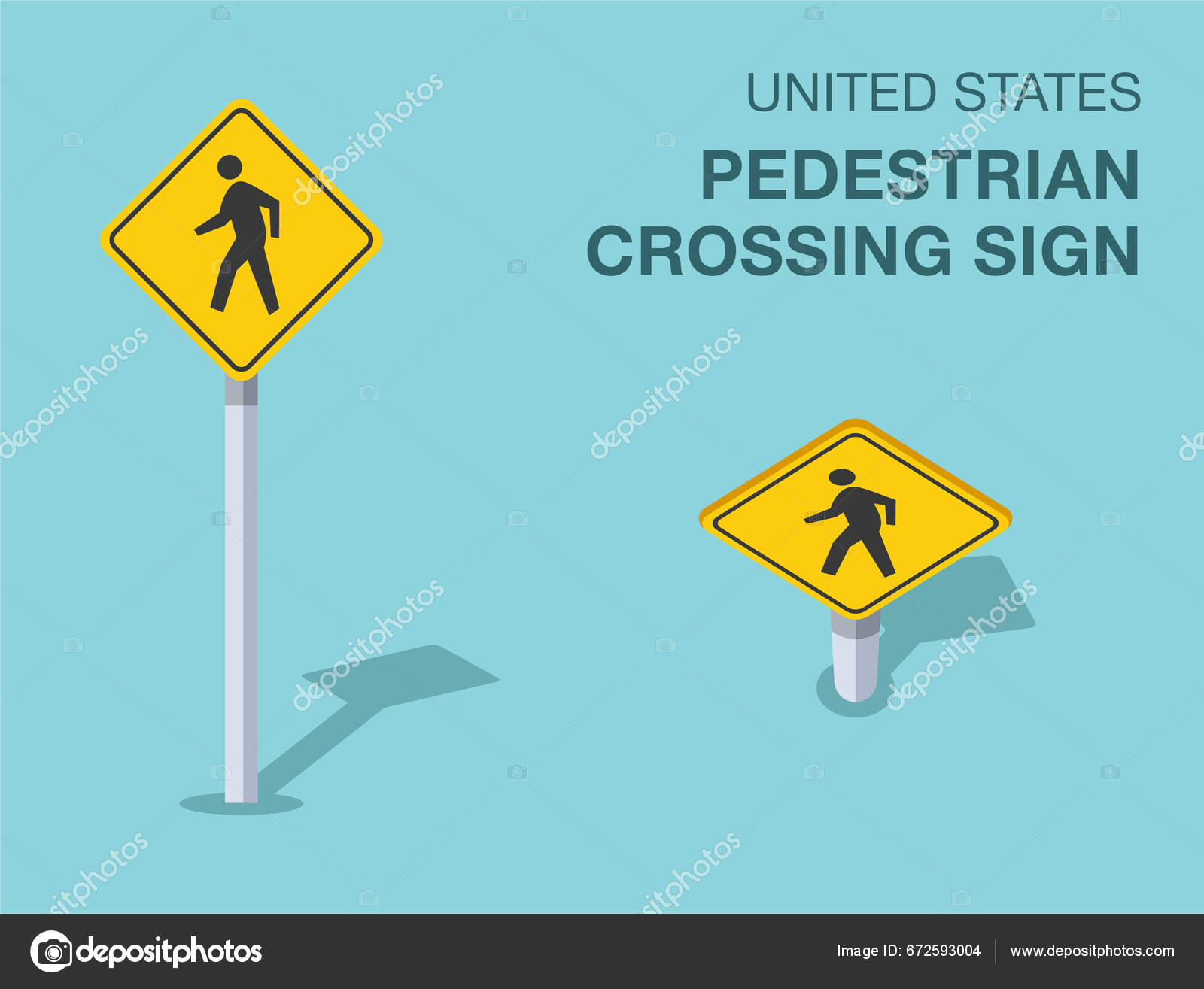 Traffic Regulation Rules Isolated United States Pedestrian Crossing Sign  Front Stock Vector by ©flatvectors 672593004