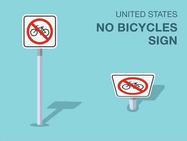 Traffic Regulation Rules Isolated United States Bicycles Sign Front Top — Stock Vector