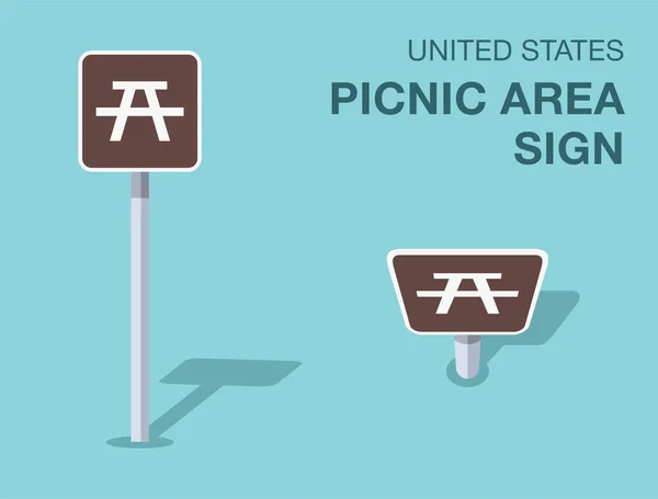 Forgalomszabályozási Szabályok Elszigetelt Egyesült Államok Piknik Terület Jele Elölről Felülről — Stock Vector