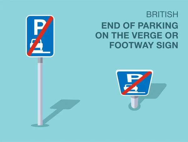 Traffic Regulation Rules Isolated British End Parking Verge Footway Sign — Stock Vector