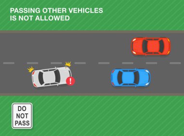 Güvenli sürüş ipuçları ve trafik kuralları. Diğer araçların yanından geçmek yasak. 