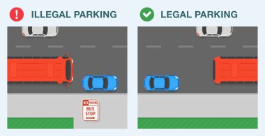 Güvenli sürüş ipuçları ve trafik kuralları. Yasal ve yasadışı park yeri. 
