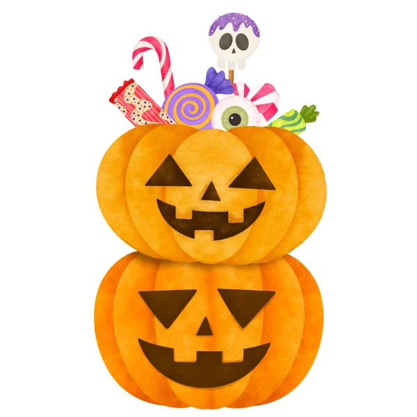 Halloween Pompoenen Cartoon Illustratie — Stockfoto