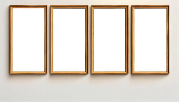 Cuatro Maqueta Arte Marco Mínimo Pared Blanca — Foto de Stock