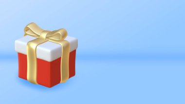 Mavi arkaplandaki hediye kutularının kopyalama alanı ile 3d görüntülenmesi.