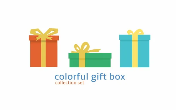 Colorful flat gift box collection set