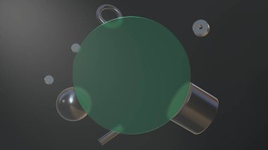 3 boyutlu geometrik cam morfizm 4k arkaplan, 3 boyutlu yeşil geometrik fon. Geleceksel sunum arkaplanı 