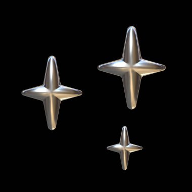 3 boyutlu metalik yıldız pırıltısı emojisi. Sevimli parlak yıldız şekilli nesne. Sihirli element. Çizgi film yaratıcı tasarım simgesi beyaz arkaplanda izole edildi. 3B Hazırlama