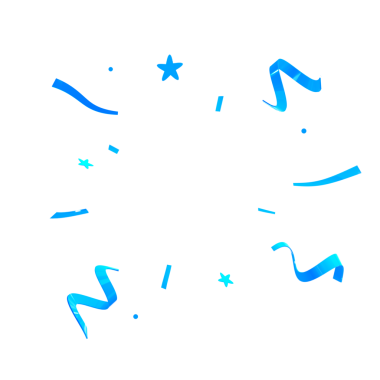 Mavi konfeti. Kutlama karnavalı kurdeleleri. Lüks tebrik kartı.