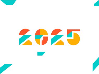 2025 Mutlu Yıllar düz geometrik logo metin tasarımı